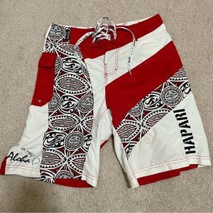 Red Hapari Swimsuit Men’s Swim Trunks